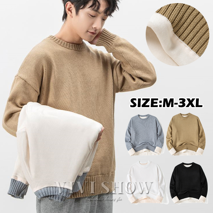 セーター メンズ ニットセーター 秋冬 長袖 クルーネック トップス