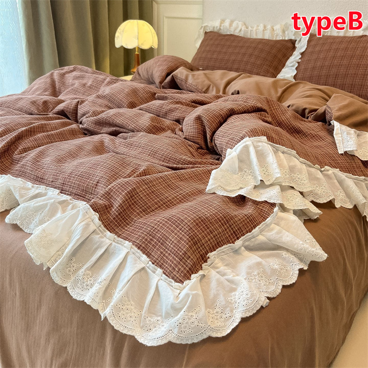 チェック柄 ベッドカバー 4点セット シングルセット 和式洋式 掛け布団