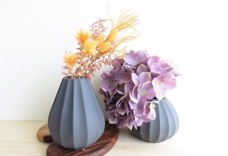 フラワーベース クールミューM 陶器 花瓶 花器 ダークグレー マット
