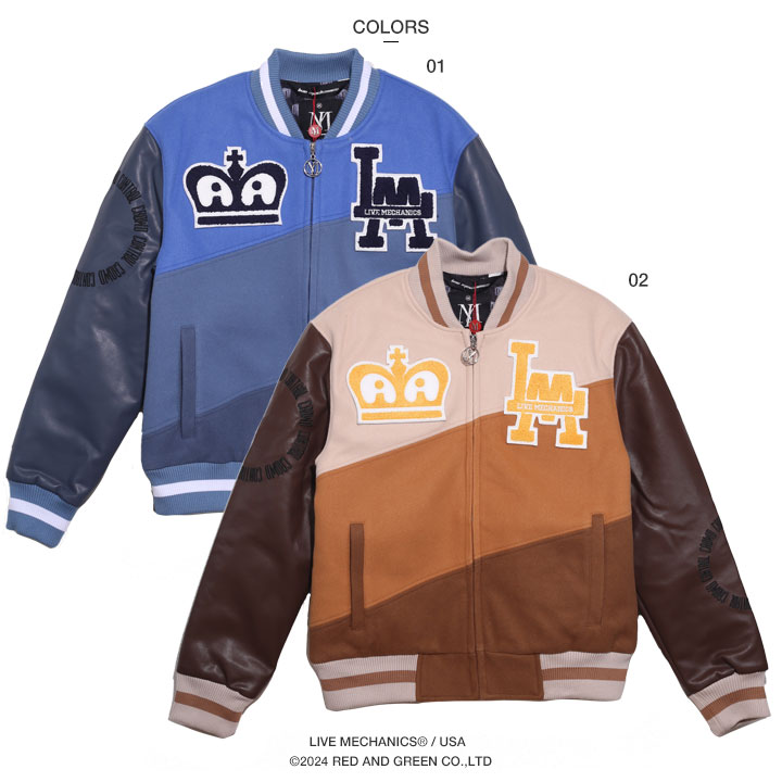 LIVE MECHANICS アウター 長袖 スタジャン ブルゾン 大きいサイズ