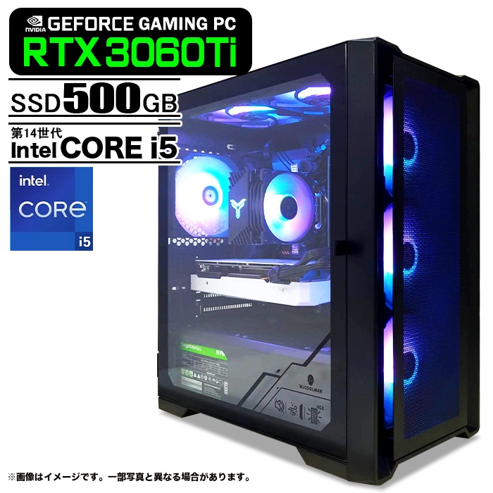 PASOUL ゲーミングPC ブラック メッシュ GeForce RTX3060Ti 第14世代