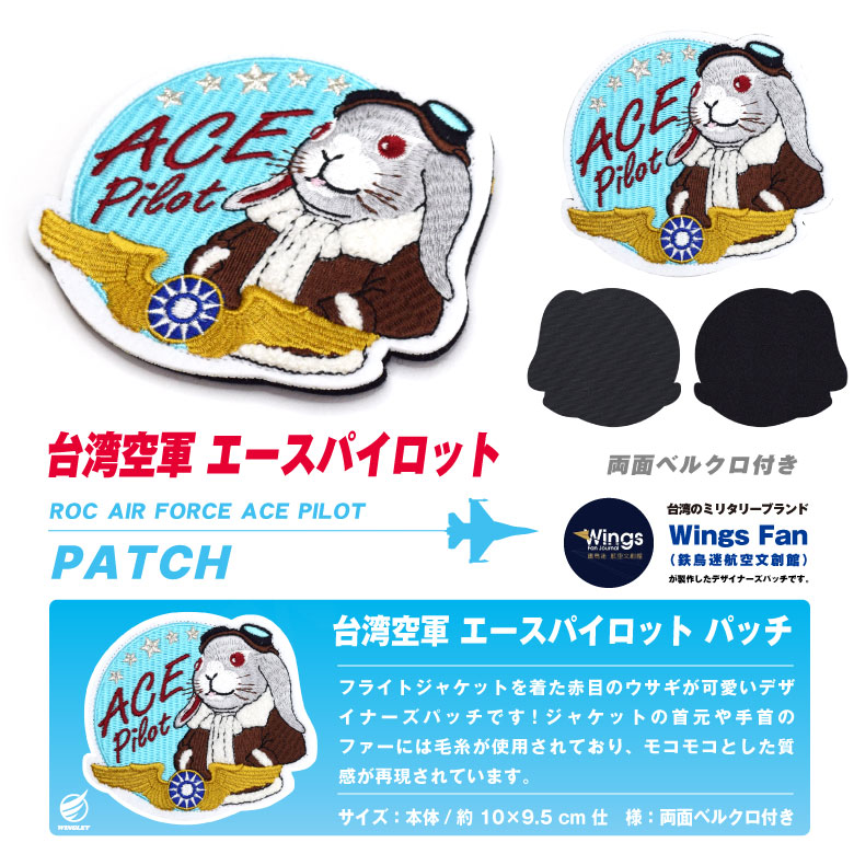 台湾空軍 エースパイロット パッチ 刺繍 両面 ベルクロ 付き ワッペン