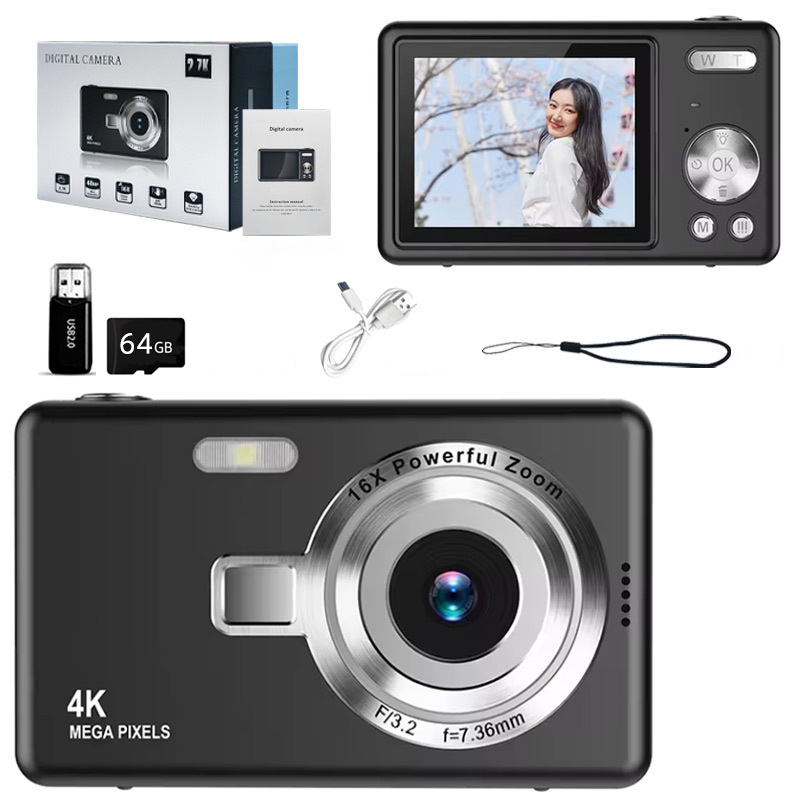 デジタルカメラ 1080FHD 5000万画素 8倍ズーム IPS大画面 防塵 軽量