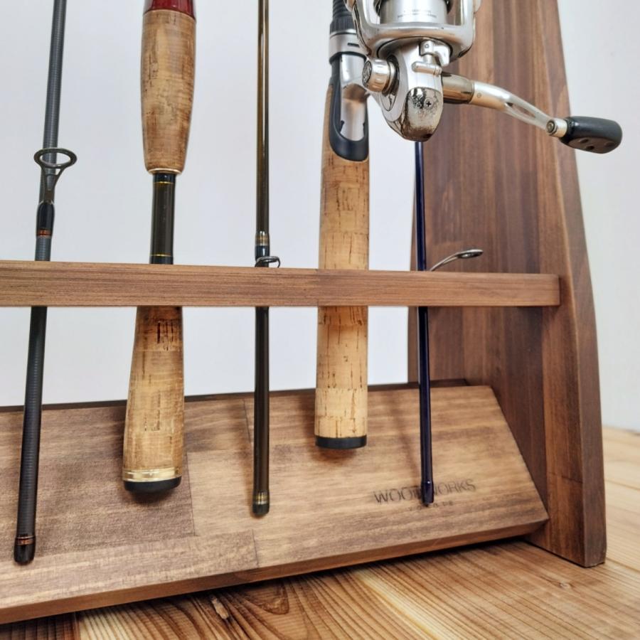 WOODWORKS ロッドスタンド 10本掛 (色：ブラウン) 木製 日本製 片面