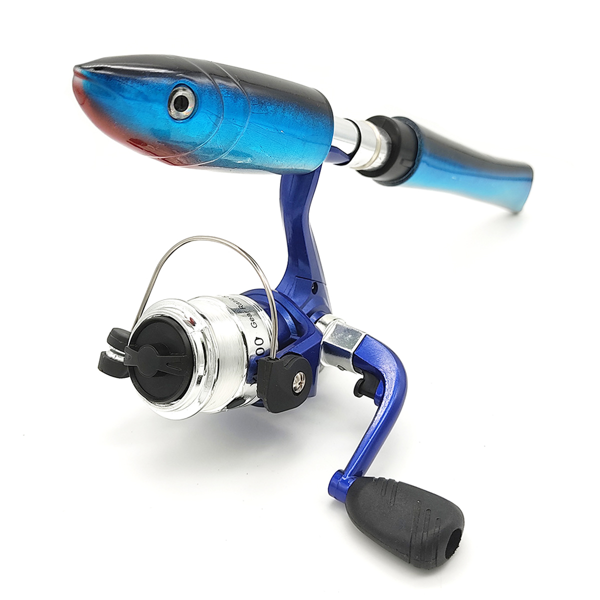 オルルド釣具 ロッド リールセット 糸付き 1m 1.4m 4カラー 魚型 竿