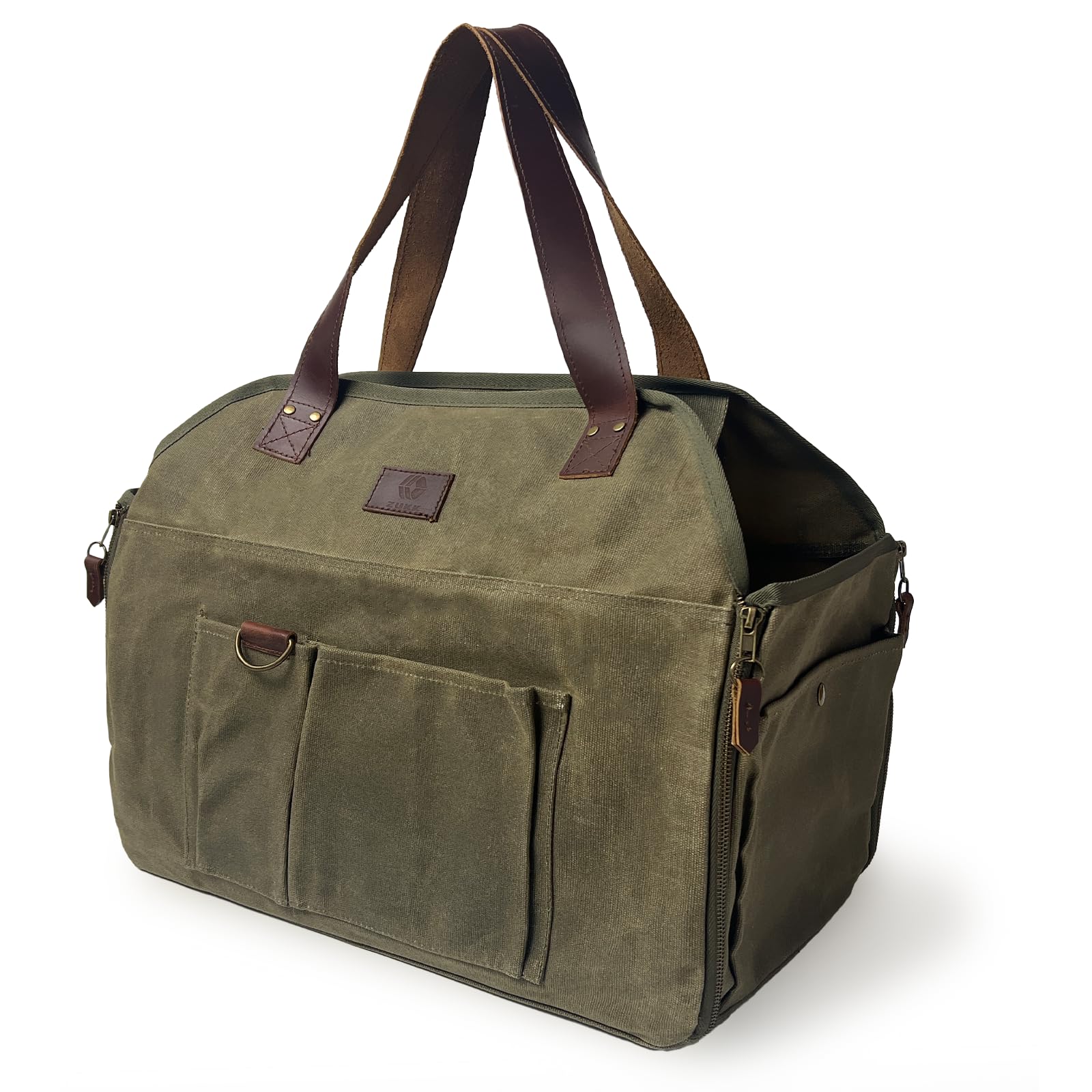 ZUKK 公式 薪バッグ キャンプ 焚き火 本革 極厚帆布 容量50L 高耐久