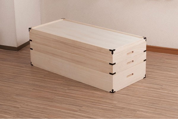桐衣装ケース 桐衣装箱 3段 幅91cm 高さ33cm 桐製収納ケース 桐タンス