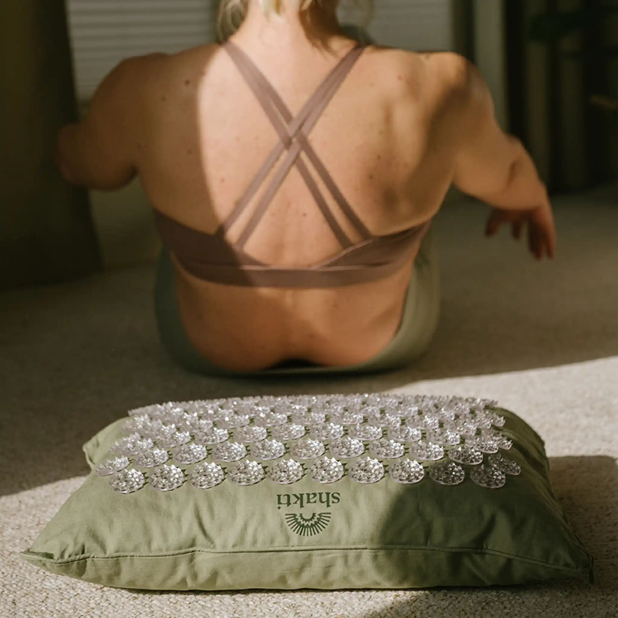 Premium Shakti Pillow Sage green - acupressure cushion for neck