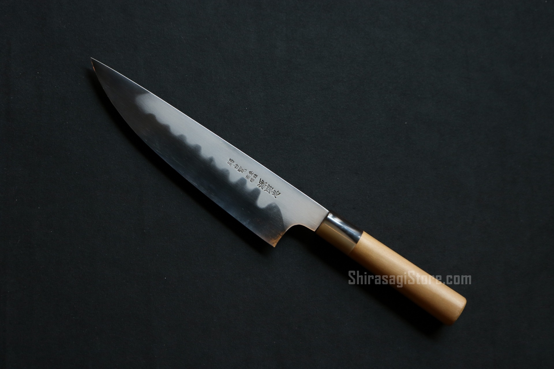 水野鍛錬所「源昭忠」本焼 ナイフ型 和牛刀 白三鋼 両鏡面仕上げ 240mm