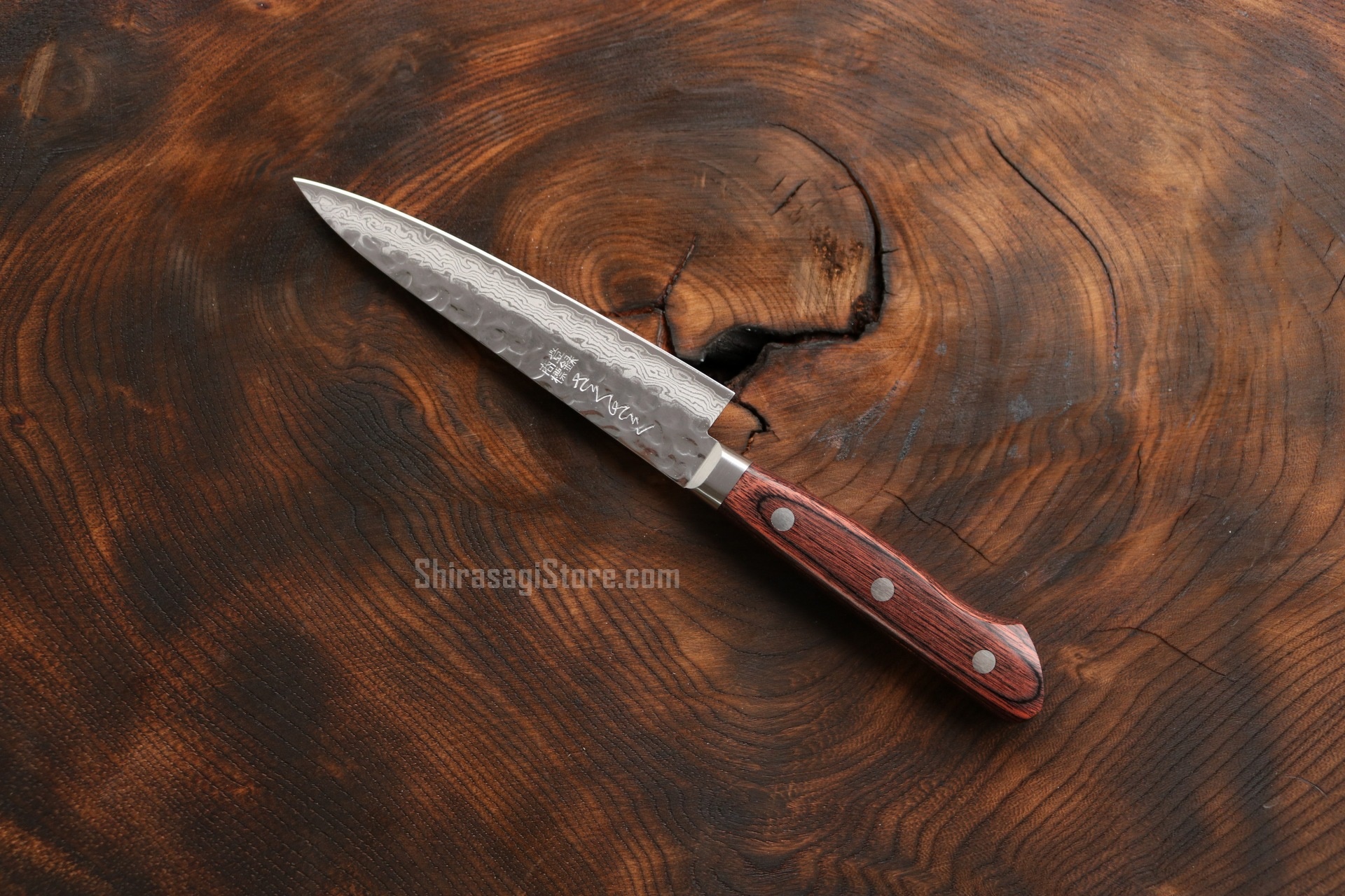 安田刃物「さくさく」ペティナイフ 包丁 VG10ダマスカス鋼 槌目 135mm