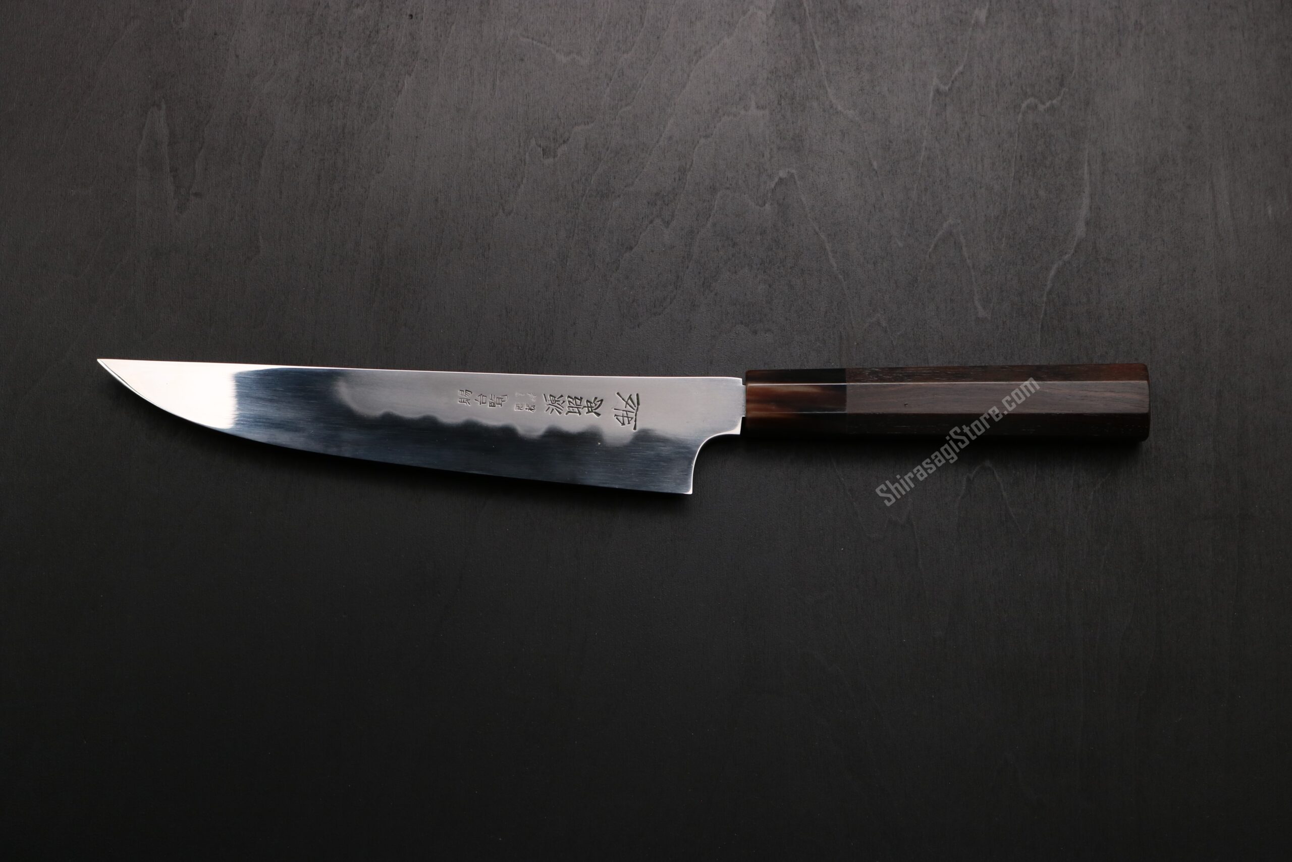 水野鍛錬所「源昭忠」本焼 片刃 刀型 包丁 デラックス 青二鋼 両鏡面 7