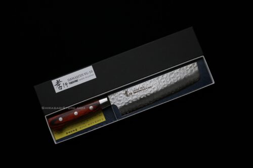 堺孝行 江戸型 菜切 包丁 焔 紅蓮 青二鋼 黒打 槌目 仕上180mm (01186