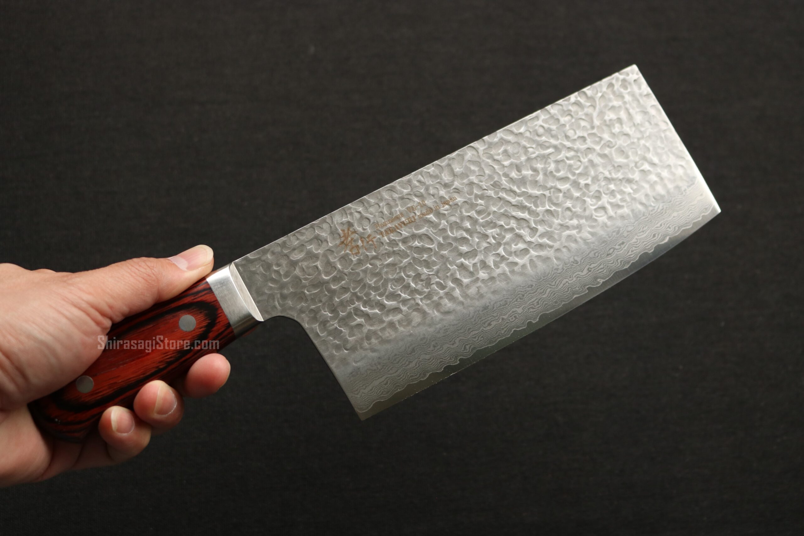 堺孝行 中華包丁 VG10鋼 槌目 ダマスカス33層 195mm - shirasagistore.com