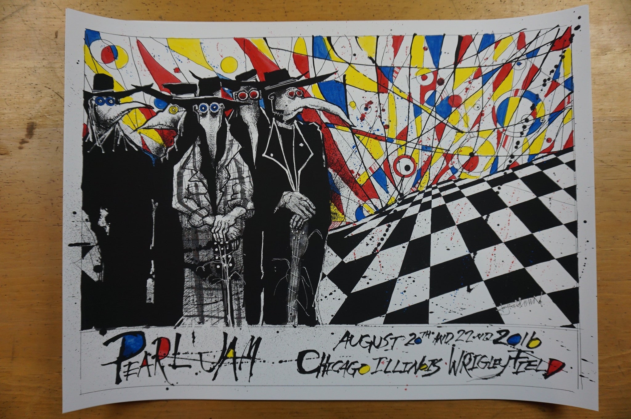 Pearl Jam - 2016 Joey Feldman poster Chicago, IL Wrigley Field