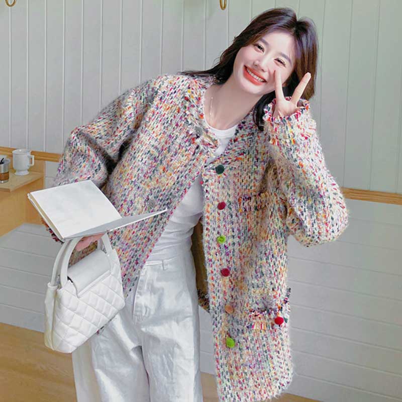 カラフルツイードジャケット（ピンク）秋/冬 秋冬を盛り上げるカラフル