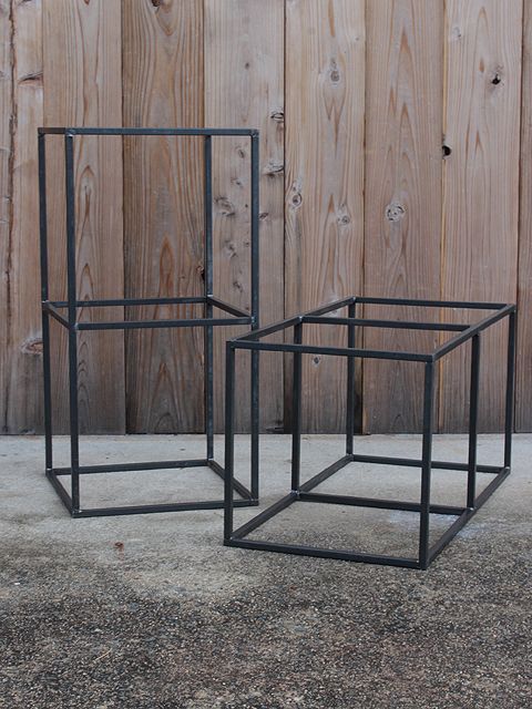 ≪アイアン家具≫【アイアンキューブレッグ/4脚＋USED足場板 セット品