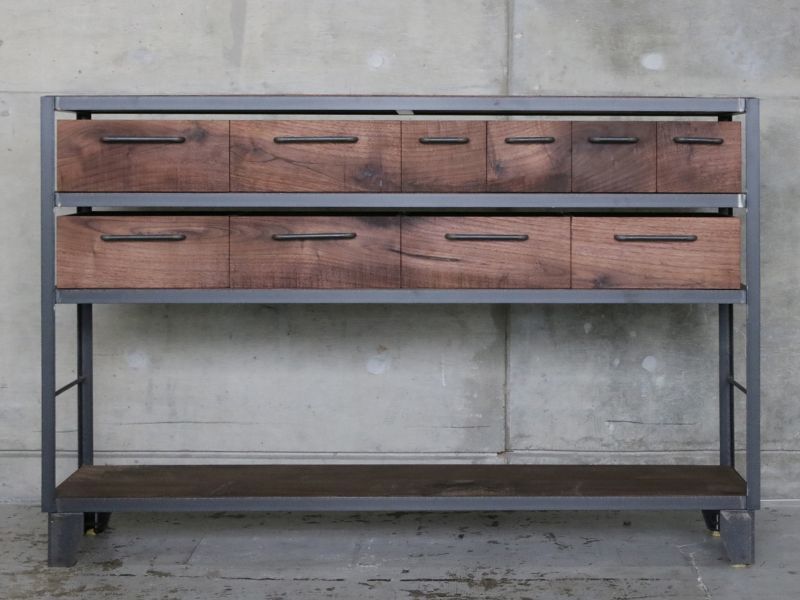 ≪シェルフ≫【アイアンシェルフBOX付/4段/BC・WN/ラフ仕上】 IRSH