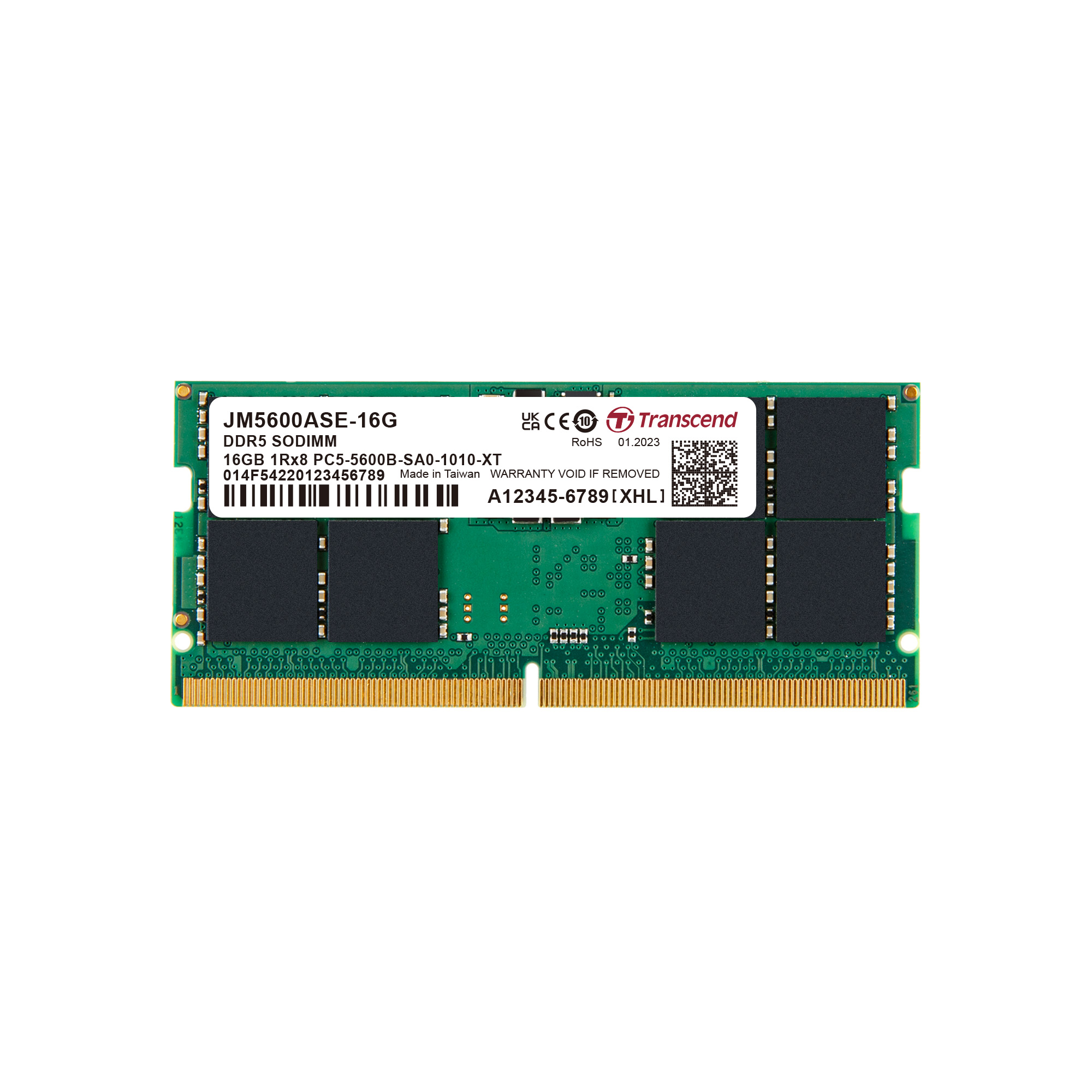 Transcend 16GB JM DDR5 5600 SO-DIMM 1Rx8 2Gx8 CL46 1.1V, JM5600ASE-16G