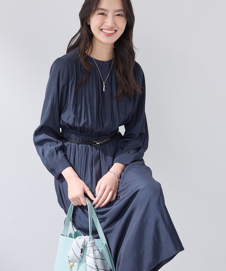 洗える／セレモニー】ギャザーフレアワンピース（マキシ・ロング