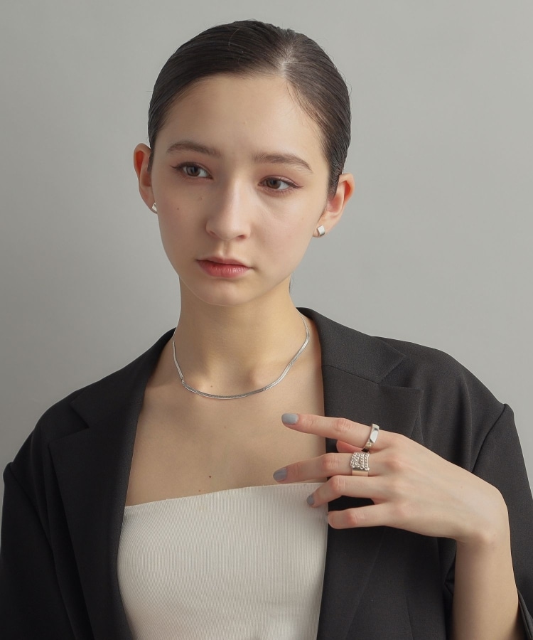 シルバー デザインチェーン フラットスネークネックレスM（ネックレス