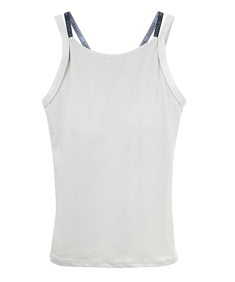 SUKALA】ダブルストラップリブロゴタンクトップ(XS・LLサイズ サンド