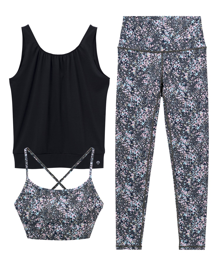 SUKALA】フロントギャザータンクトップ付きトリプルセットアップ(XS