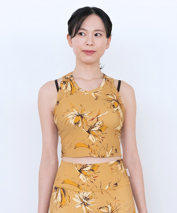 SUKALA】リブBigフラワープリントショートタンクトップ(S・M・Lサイズ