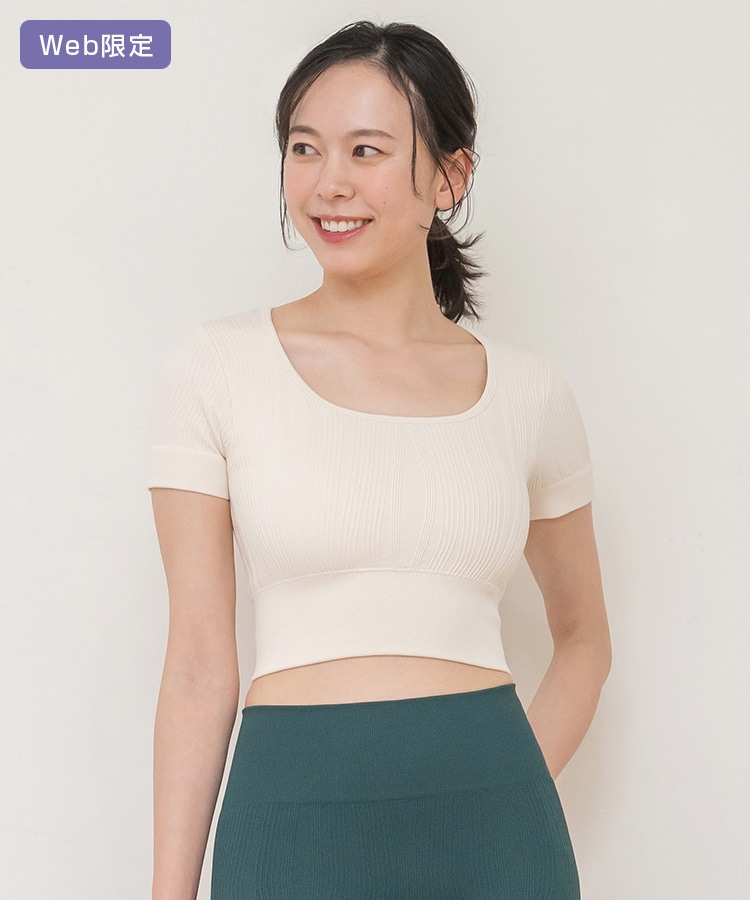 SUKALA】ウエーブリブアクティブクロップドトップス(S・M・Lサイズ