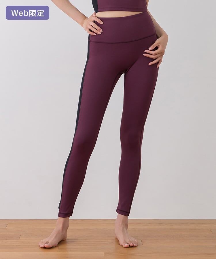 SUKALA】バイカラーアシンメトリーレギンス(XS・Sサイズ ワイン