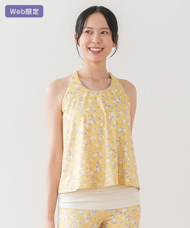 SUKALA】フラワープリントカバータンクトップ(XS・S・Mサイズ ダスティ