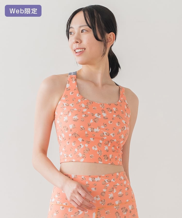 SUKALA】Yストラップロゴブラトップ(S・M・Lサイズ フラワーオレンジ