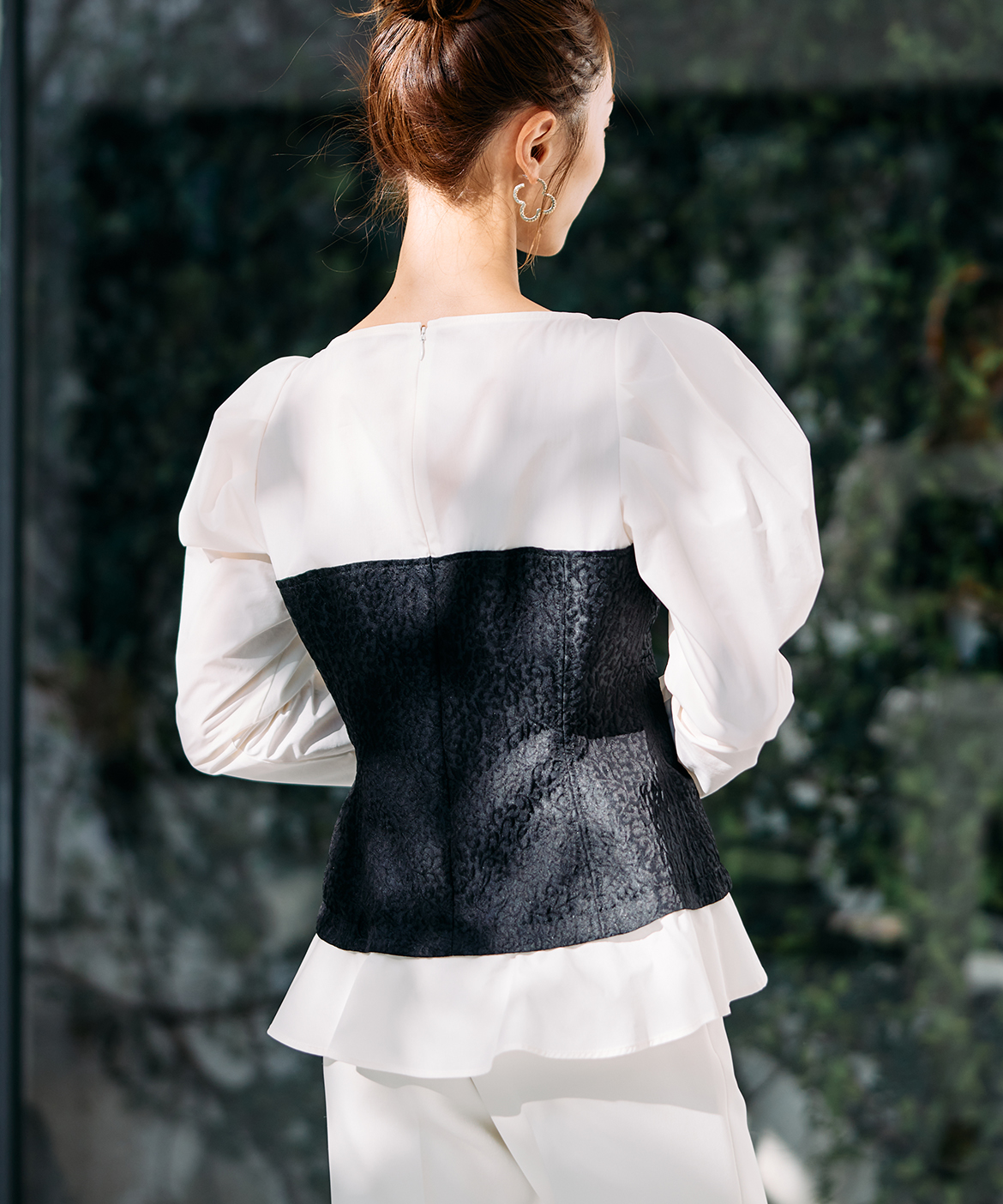 M Maglie le cassetto×吉田理紗》ビスチェ風ジャガードブラウス｜M