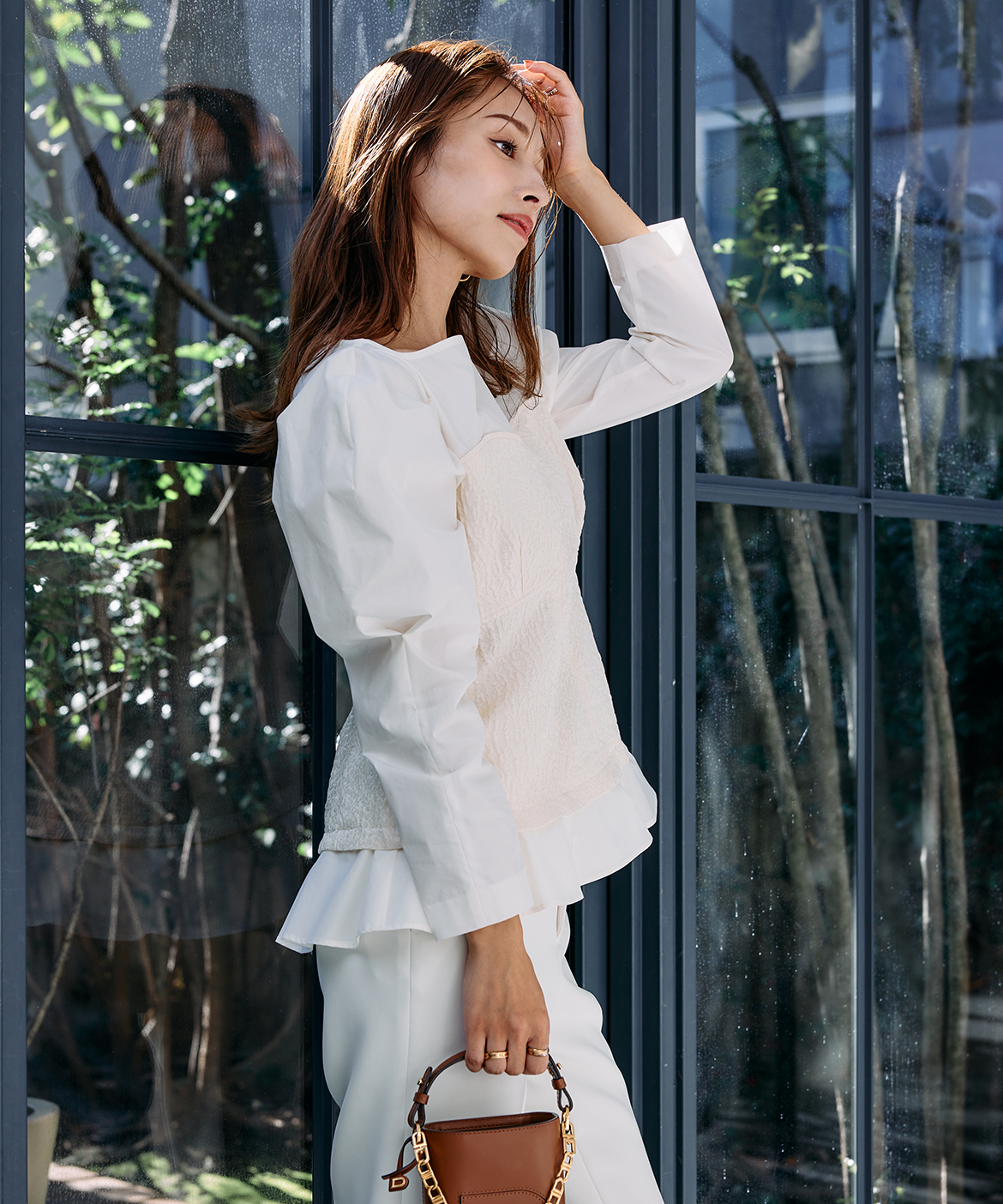 M Maglie le cassetto×吉田理紗》ビスチェ風ジャガードブラウス｜M