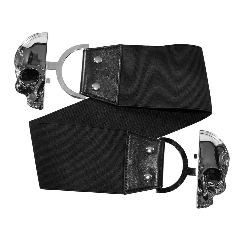 Kreepsville 666 Elastic Waist Belt with skull buckle