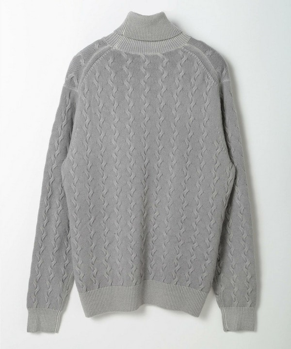 5ゲージスノー加工ケーブルタートルネックセーター｜メンズ