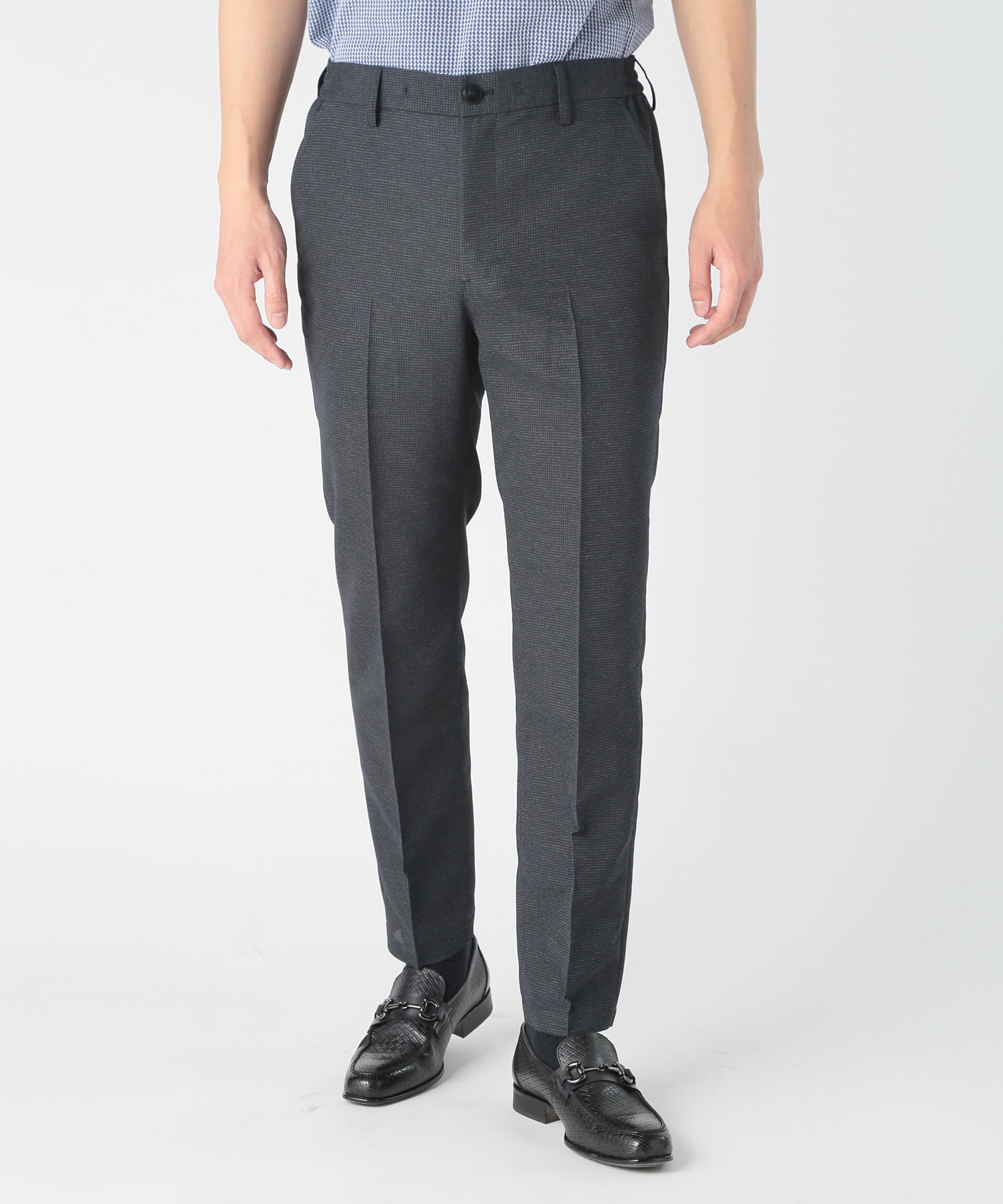 千鳥柄カラミストレッチスラックスパンツ｜メンズファッション通販