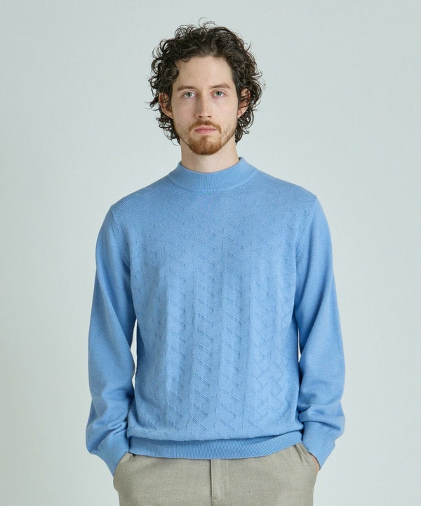 ACTIVE TAILOR/アクティブテイラー】12Gジャカードモックネックニット