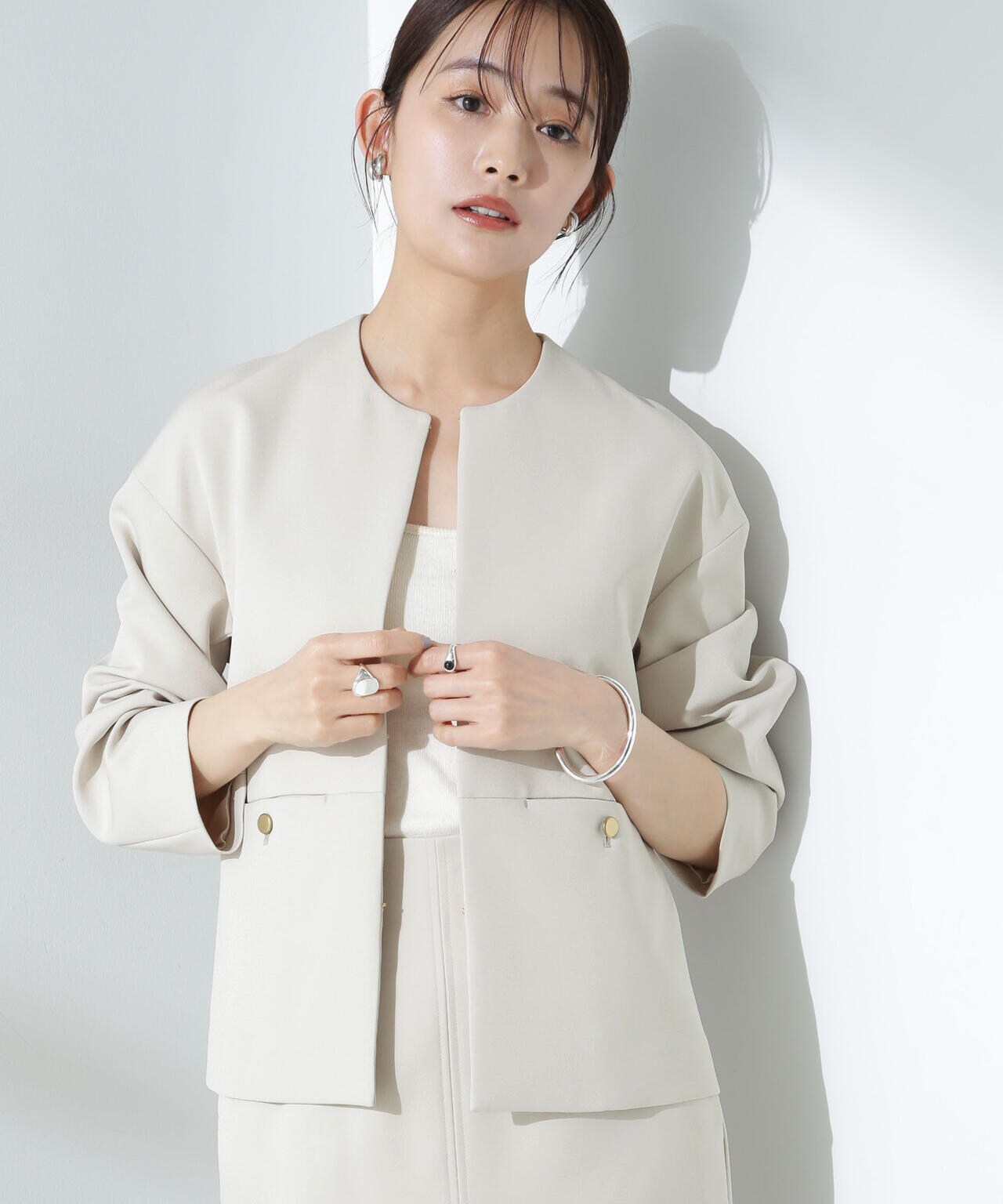 デイリー ファンクション ノーカラー ジャケット ( セットアップ 可)