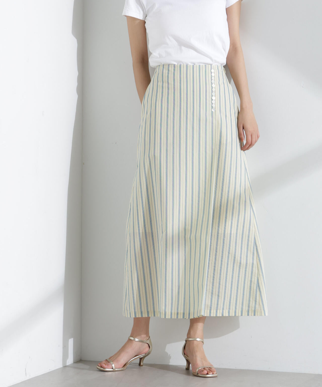 マルチボタン ストライプ スカート ( セットアップ 可)