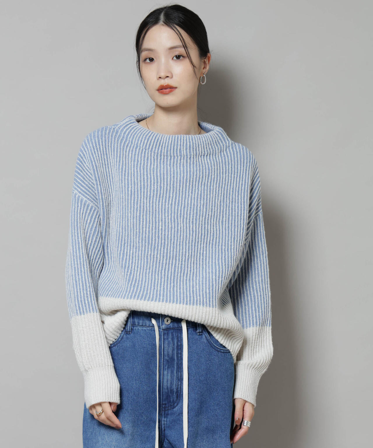 シャドー ストライプ ニット プルオーバー