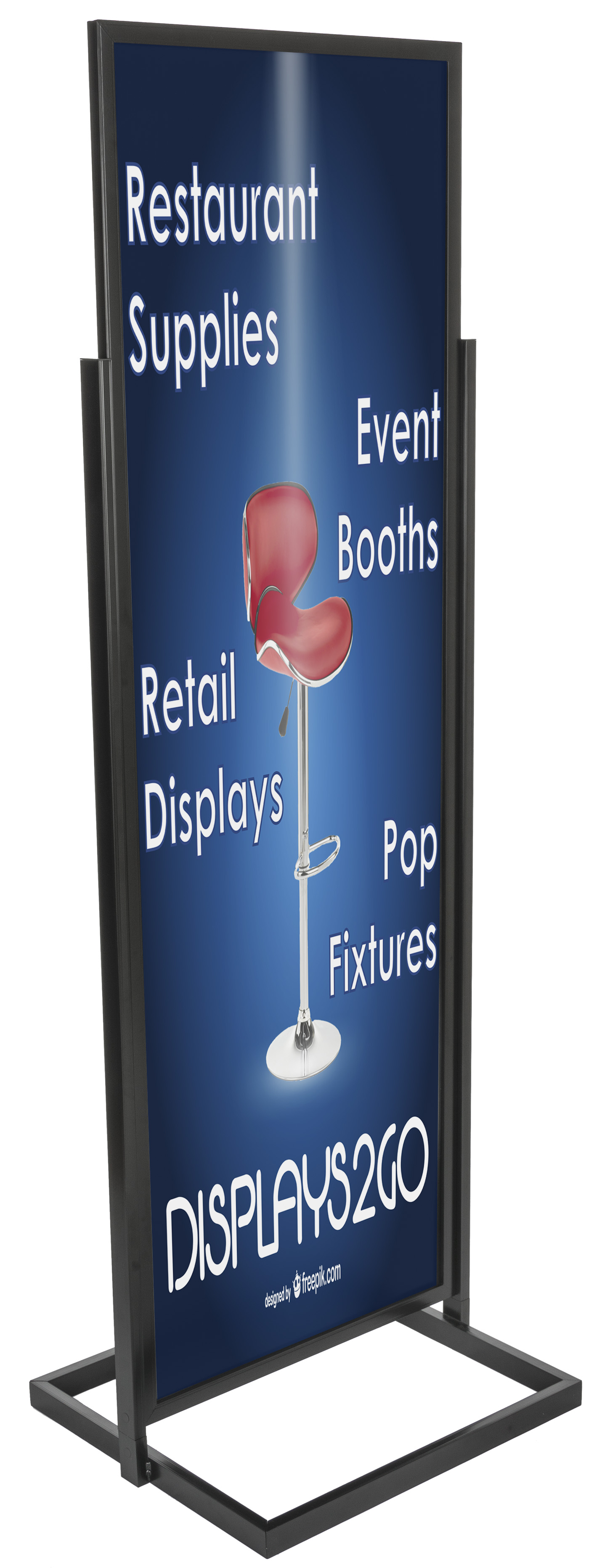 Black 22” x 69” Poster Stand | Double Pedestal Base | Displays2Go