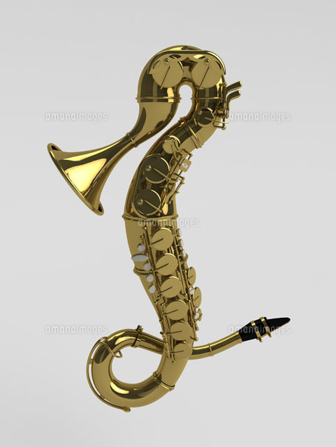 タツノオトシゴの形をしたサックス[02374000159]の写真・イラスト素材