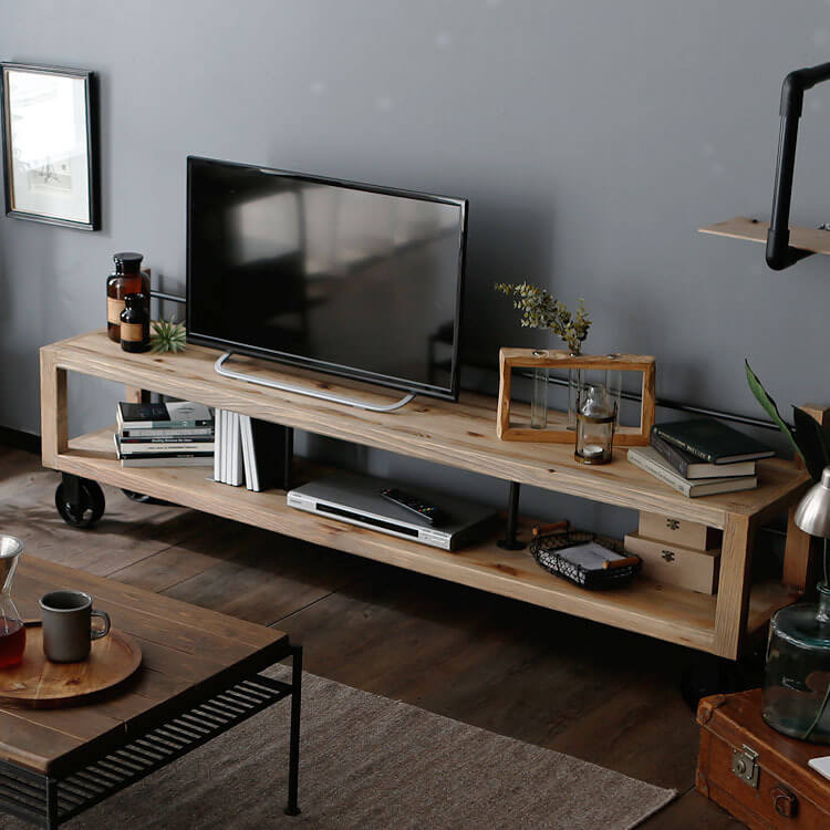 完成品】ミドルテレビ台(ナチュラル)ヴィンテージ調でパイン材使用