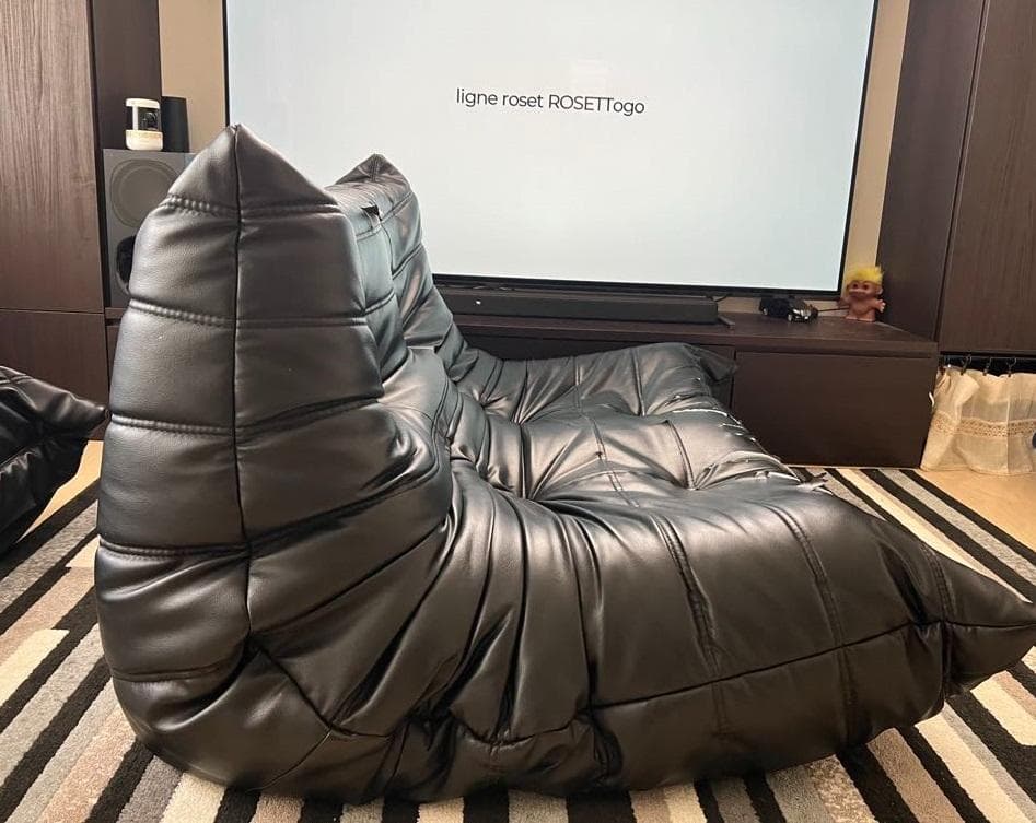 リーンロゼ トーゴ ligne roset togo 2P ブラック合皮☆正規品 - メルカリ