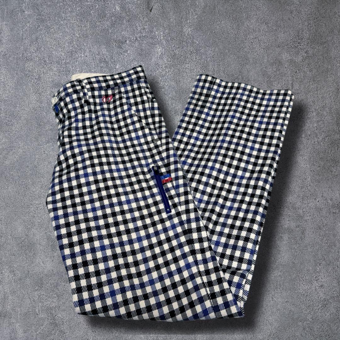 MBE マスターバニー 総柄 チェック柄 ゴルフ ロング パンツ メンズ 5