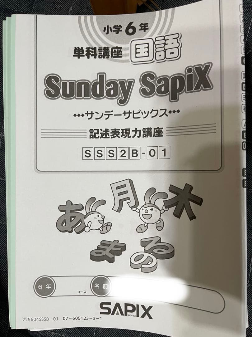 ②2025年度最新サピックス6年 SundaySapix 筑駒開成対策 国語教材