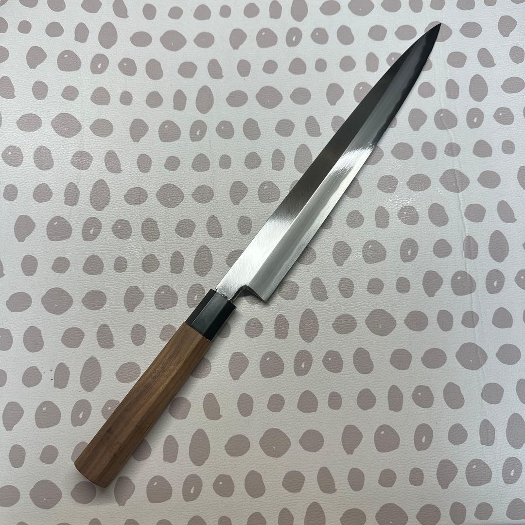 柳刃包丁 9寸【新品・未使用】 箱入り 堺元兼 刺身包丁 柳刃包丁 300mm 白紙2号 刃金つけ 水牛柄 木鞘付 日本