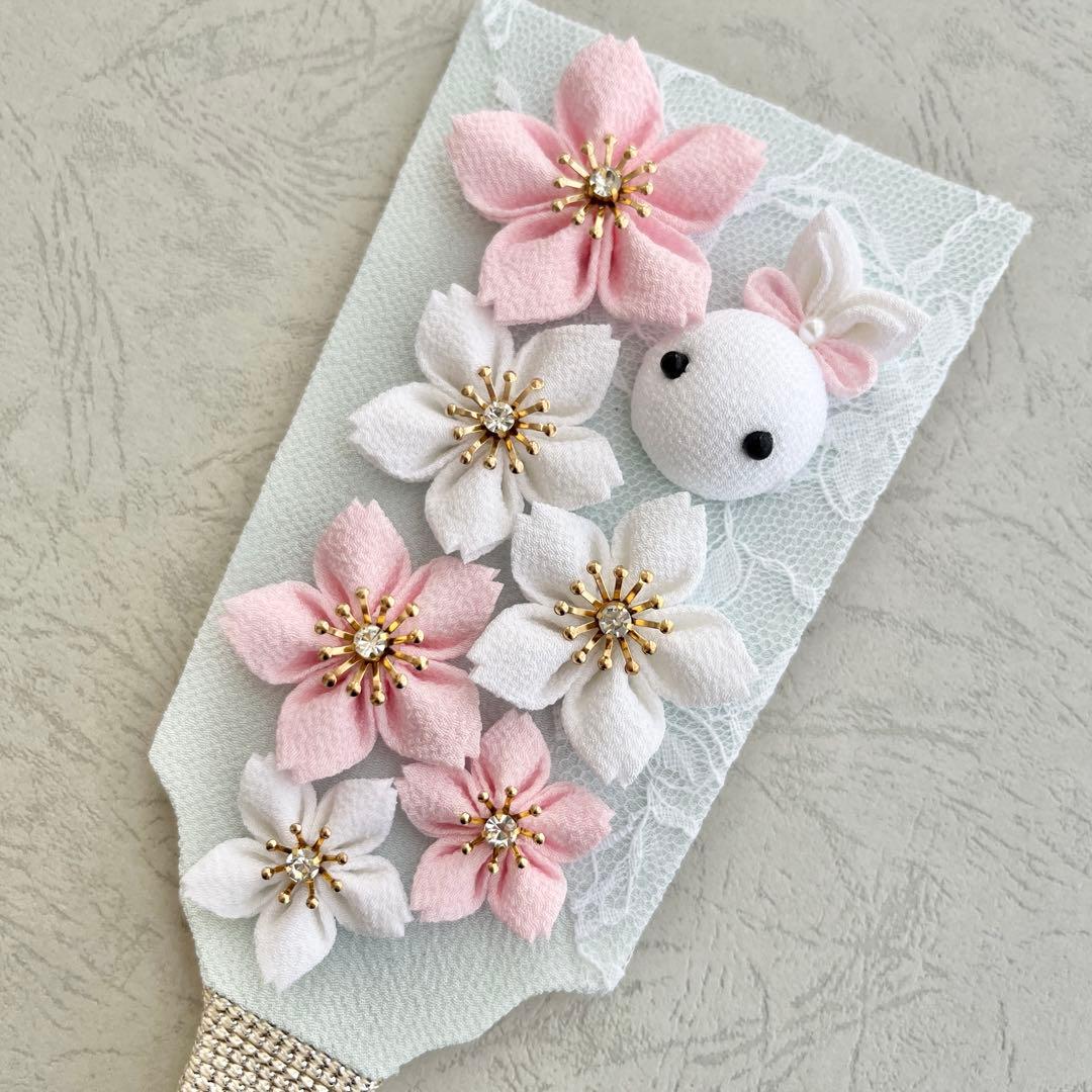 桜とうさぎの羽子板 飾り ハンドメイド 桃の節句 ひな祭り 可愛い