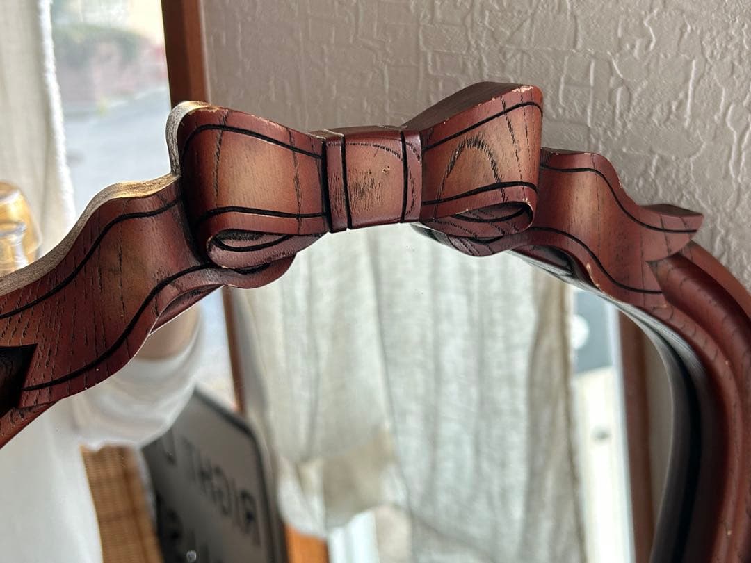 アンティーク ニッカ 壁掛け鏡 リボン ウォールミラー 昭和レトロ