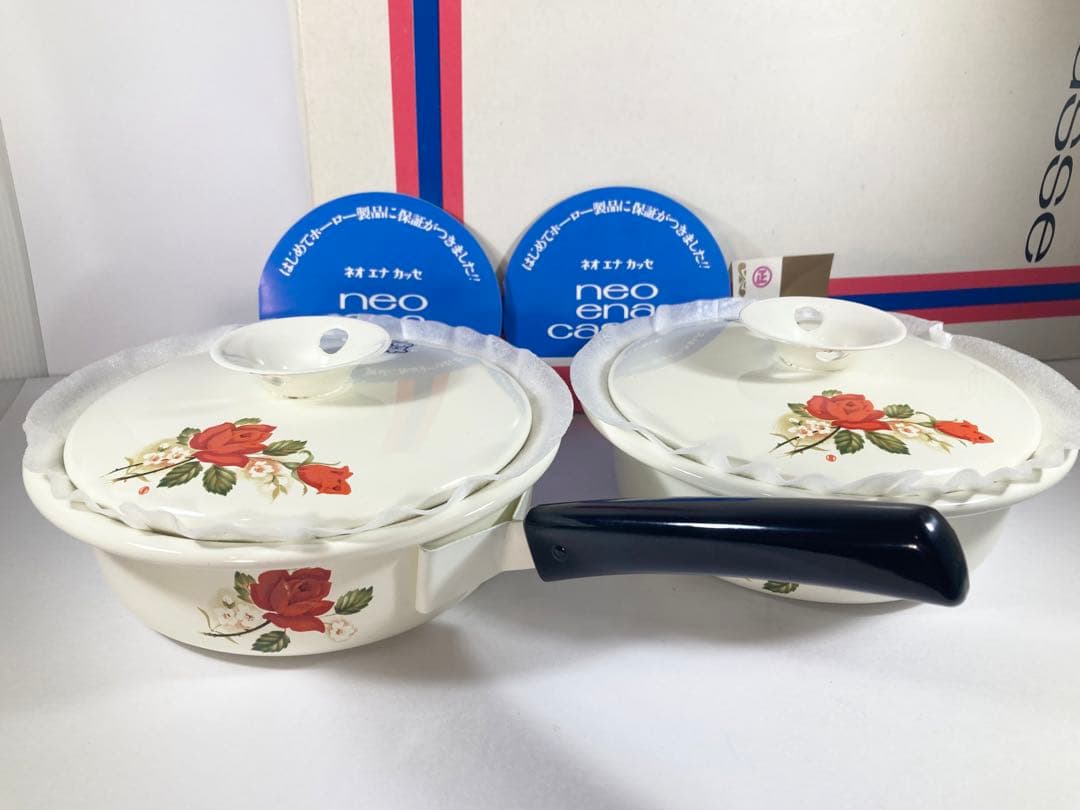 未使用 レトロ マルエス ホーロー鍋 ネオ エナ カッセ セット 取っ手